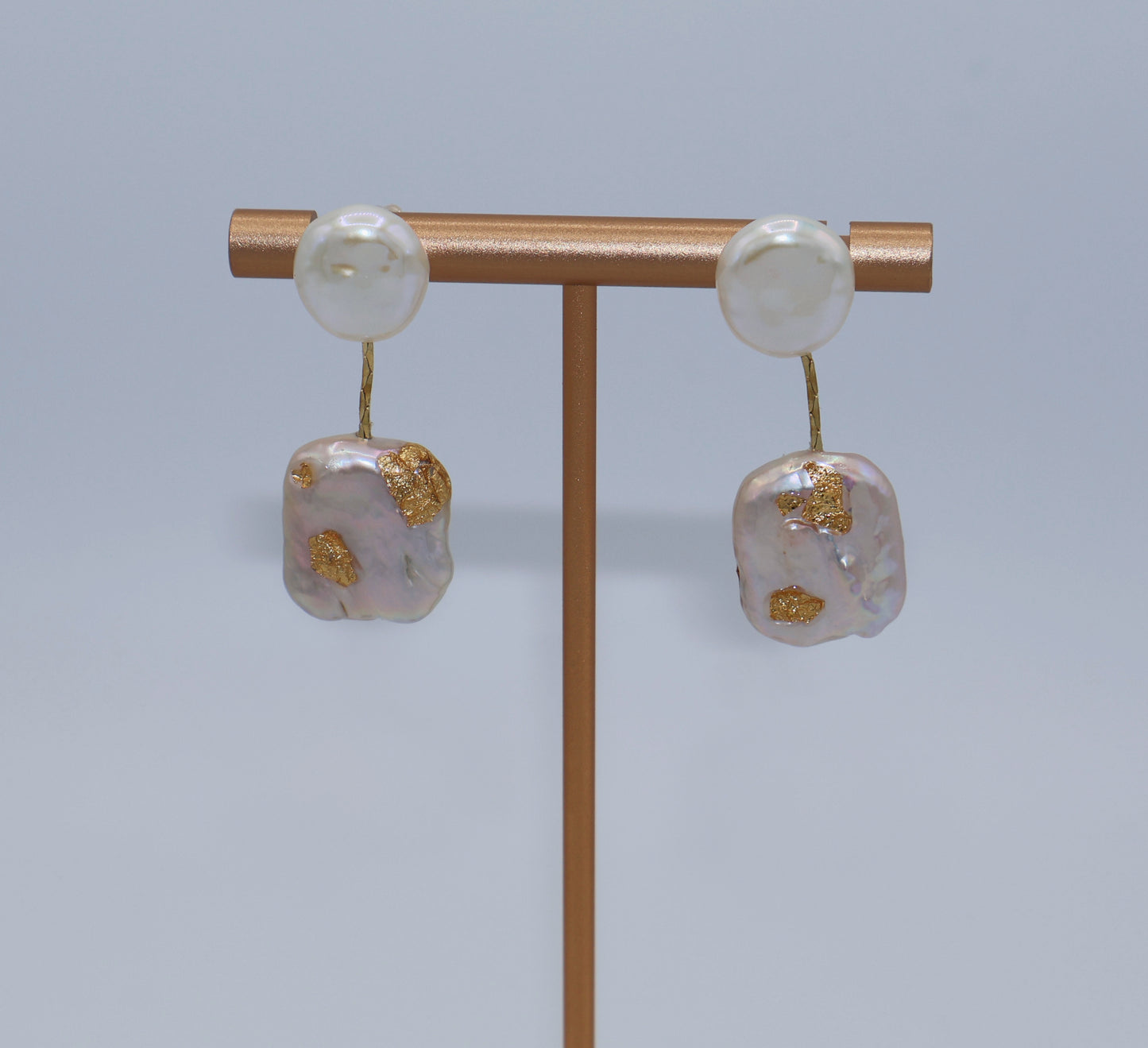 Isis Baroque Round & Square Pearl Earrings