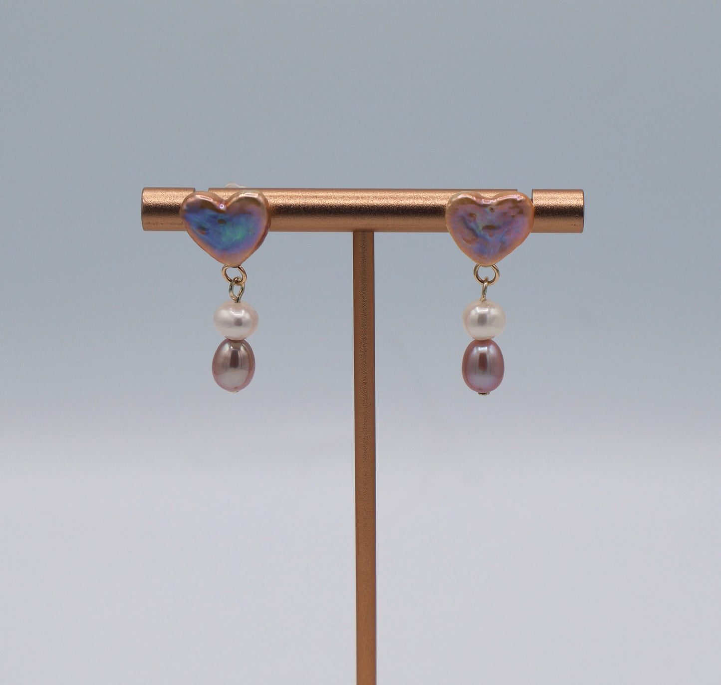 Venus Baroque Pearl Earrings Heart Dangle