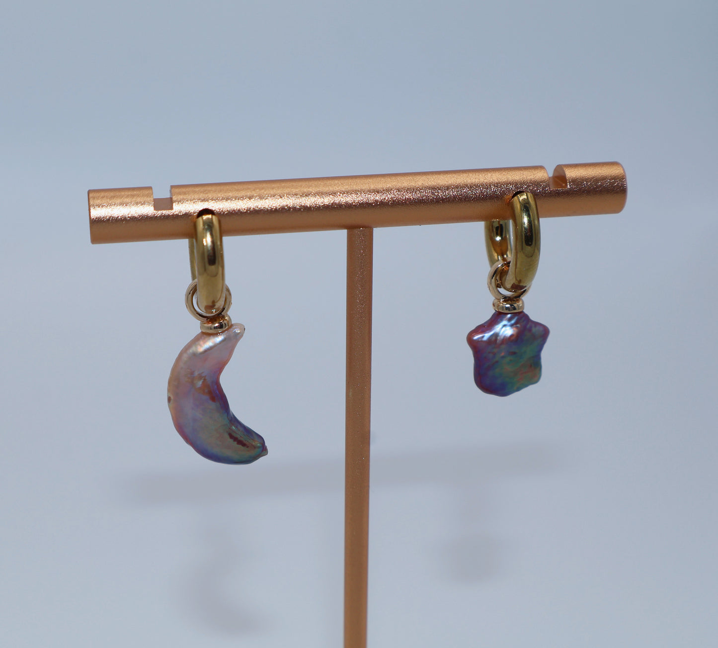 Diana Freshwater White Star & Moon Pearl Earrings