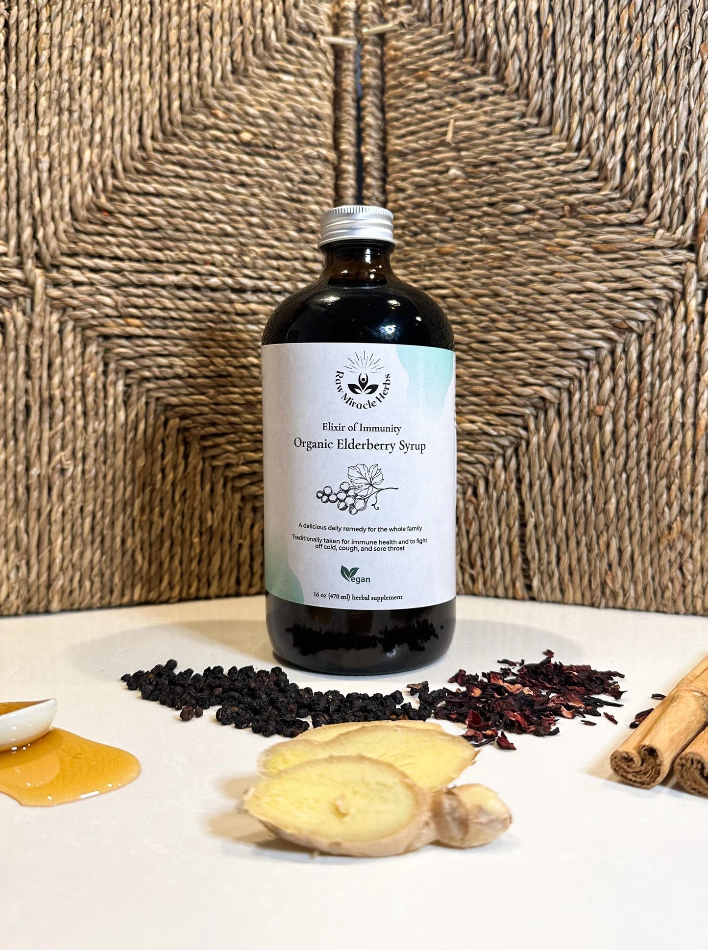 Vegan Organic Elderberry Elixir 16oz