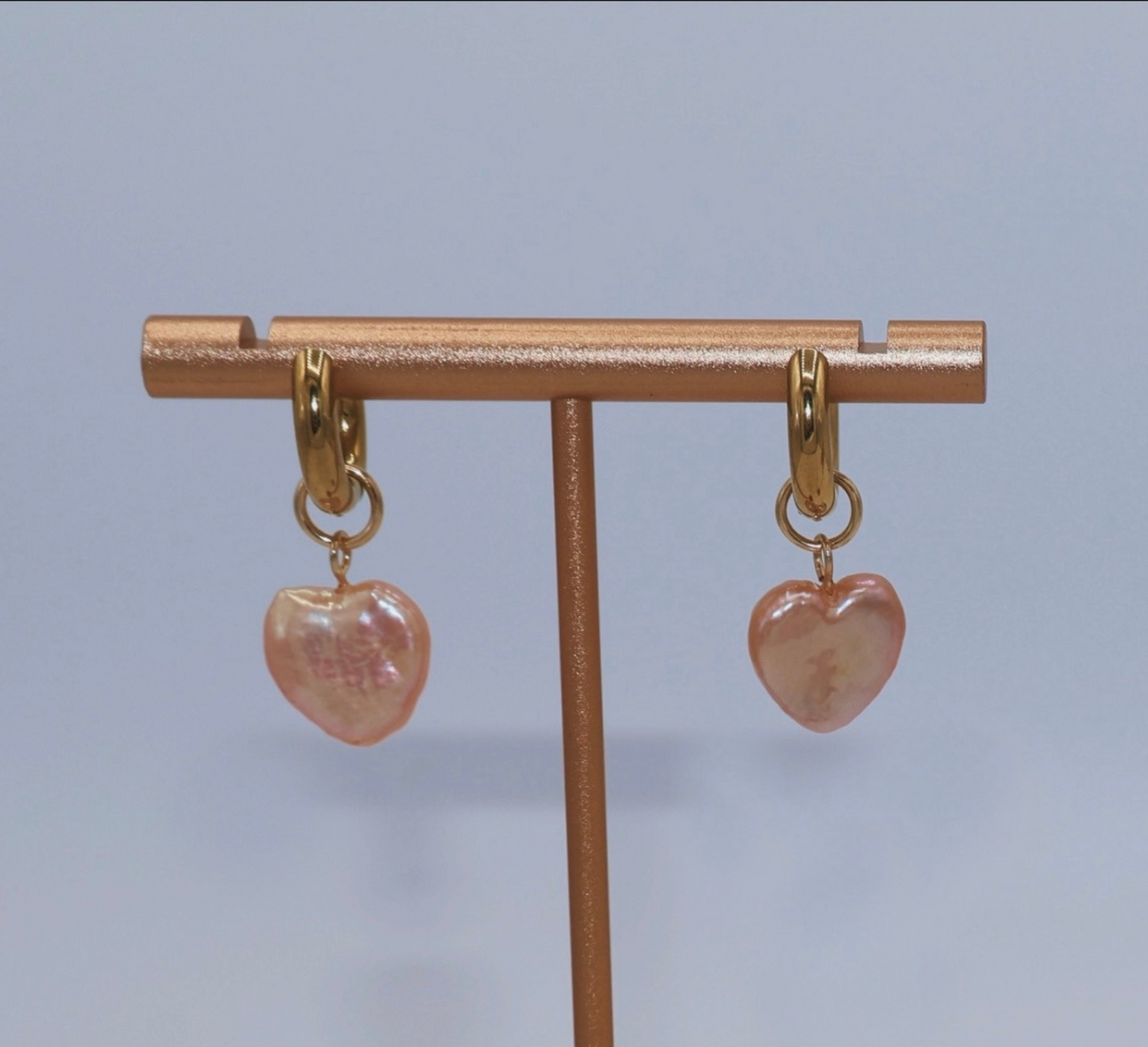 Aphrodite Heart Pearl Earrings 14K Gold Filled Hoop Minimal