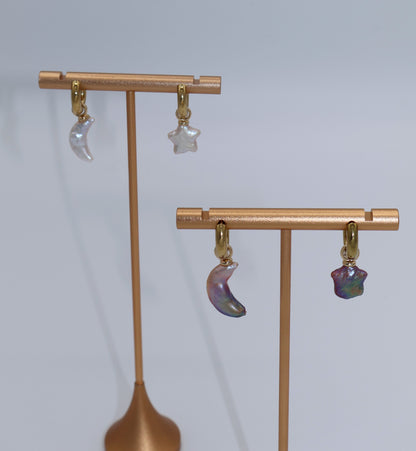 Diana Freshwater Iridescent Star & Moon Pearl Earrings