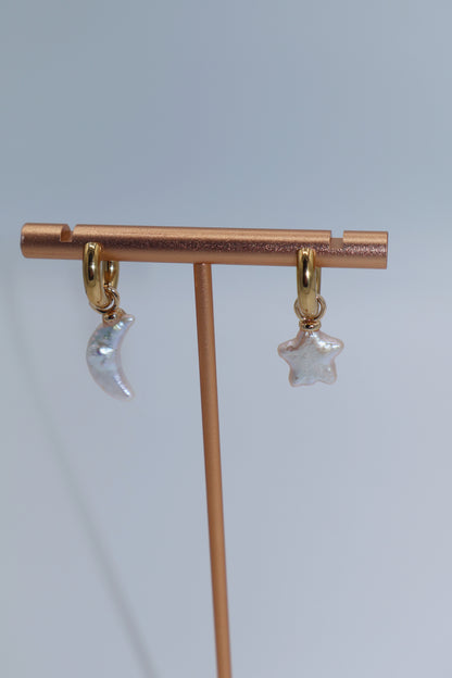 Diana Freshwater Iridescent Star & Moon Pearl Earrings