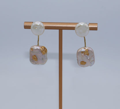 Isis Baroque Round & Square Pearl Earrings