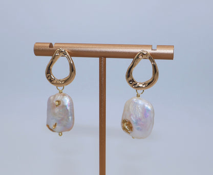 Inanna Gold Dangle Pearl Earrings