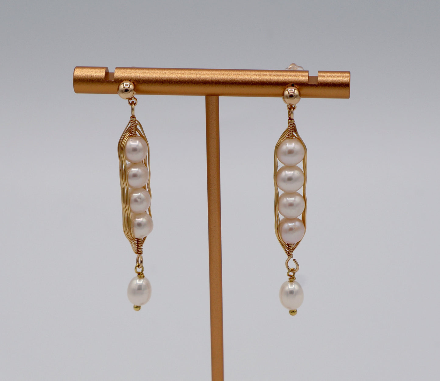Penelope Pearl Earrings 14k Gold Filled Pea Pod