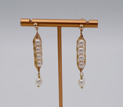 Penelope Pearl Earrings 14k Gold Filled Pea Pod