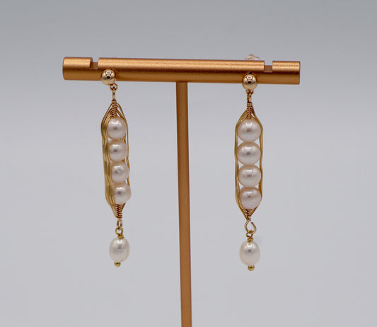 Penelope Pearl Earrings 14k Gold Filled Pea Pod