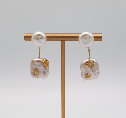 Isis Baroque Round & Square Pearl Earrings