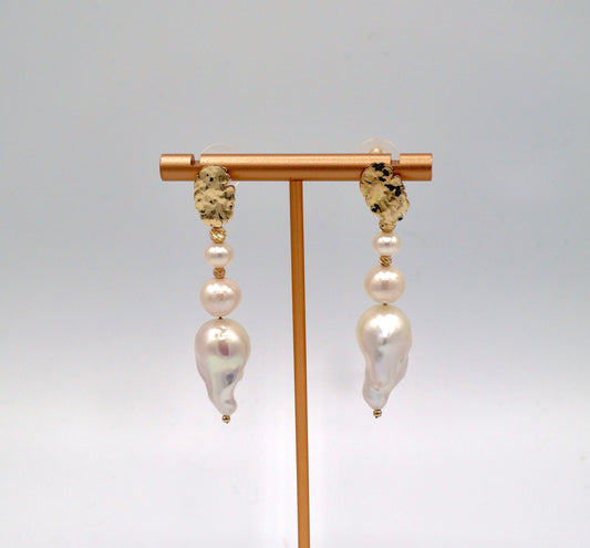 Cora Freshwater Baroque Pearl Earrings Large