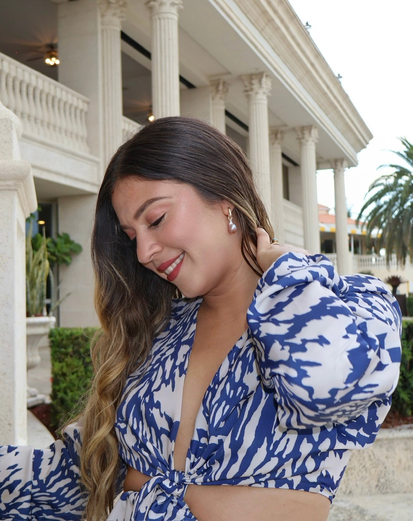 Aura Fireball Baroque Pearl Earrings