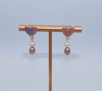 Venus Baroque Pearl Earrings Heart Dangle