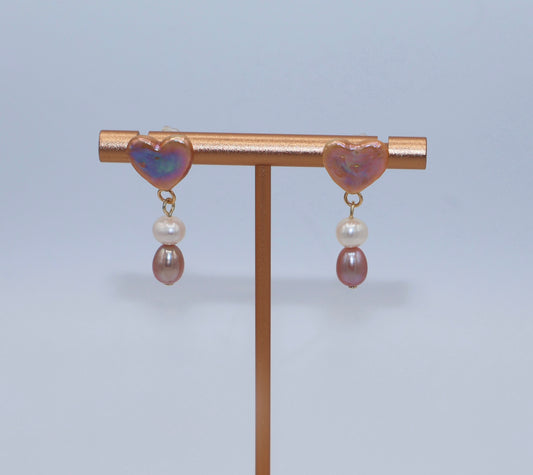 Venus Baroque Pearl Earrings Heart Dangle