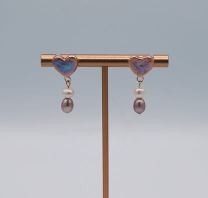 Venus Baroque Pearl Earrings Heart Dangle