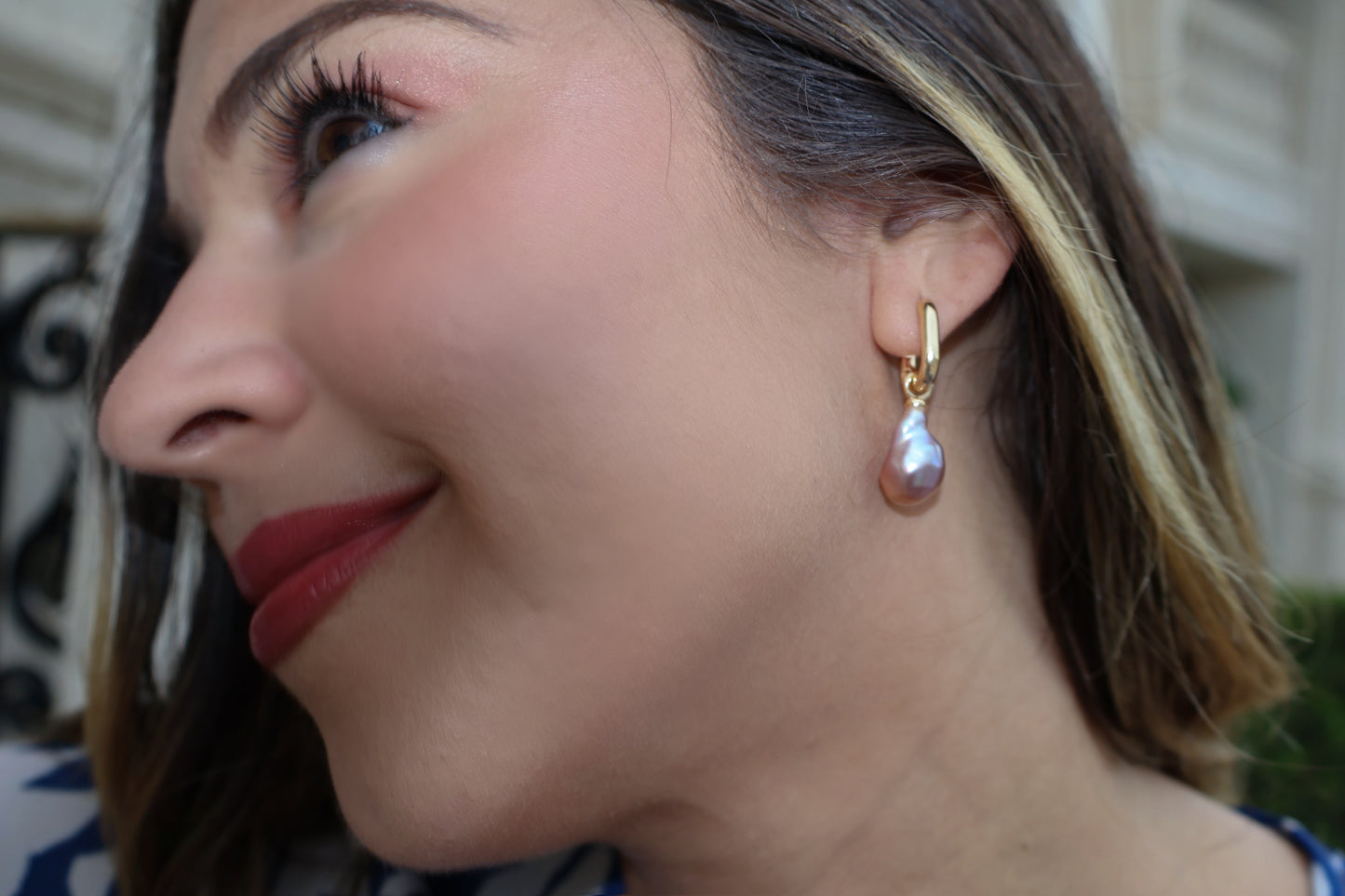 Aura Fireball Baroque Pearl Earrings