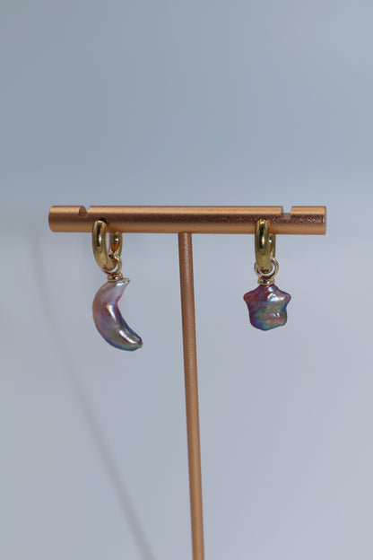 Diana Freshwater Iridescent Star & Moon Pearl Earrings