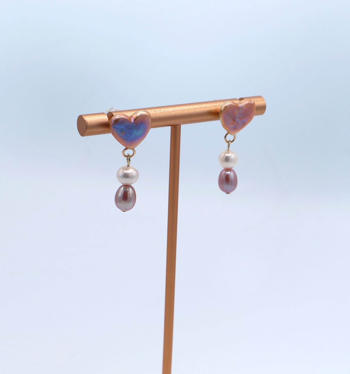 Venus Baroque Pearl Earrings Heart Dangle