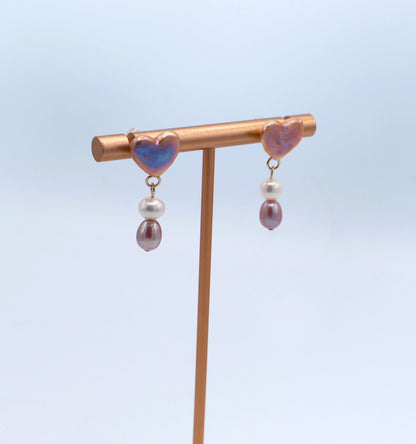 Venus Baroque Pearl Earrings Heart Dangle