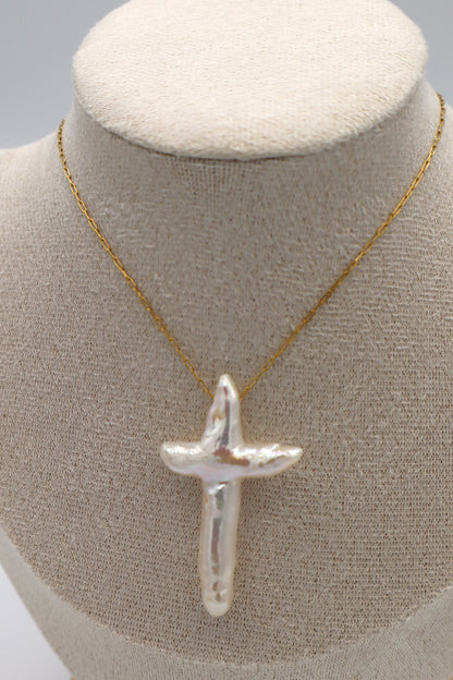 Sophia Baroque Freshwater Cross Pearl Necklace
