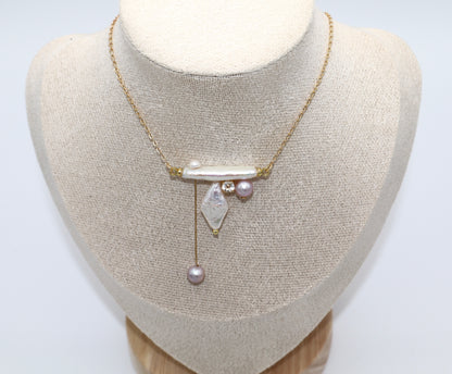 Thea Asymmetrical Pearl Necklace Balance Beam