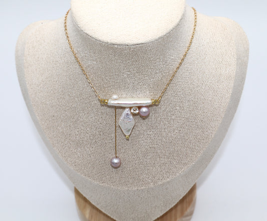 Thea Asymmetrical Pearl Necklace Balance Beam