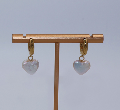 Aphrodite Heart Pearl Earrings 14K Gold Filled Hoop Minimal