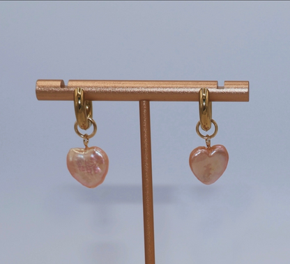 Aphrodite Heart Pearl Earrings 14K Gold Filled Hoop Minimal