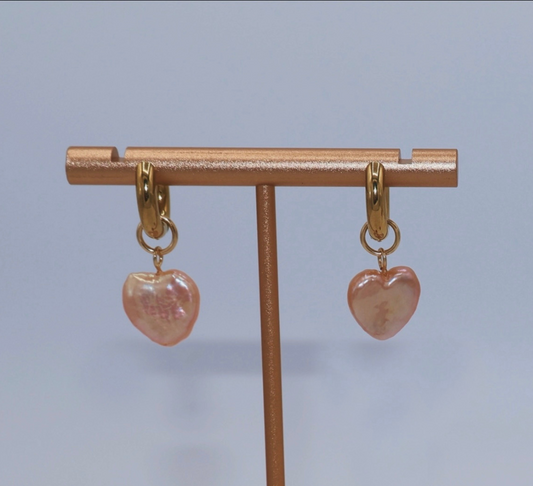Aphrodite Heart Pearl Earrings 14K Gold Filled Hoop Minimal